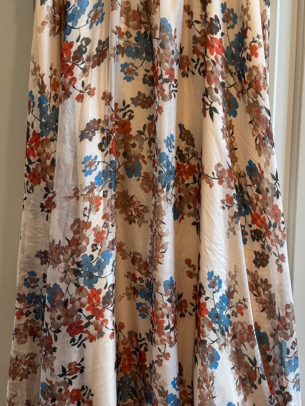 Floral Midi Skirt in Ivory with Blue & Rust Accents - Picture 2 of 2